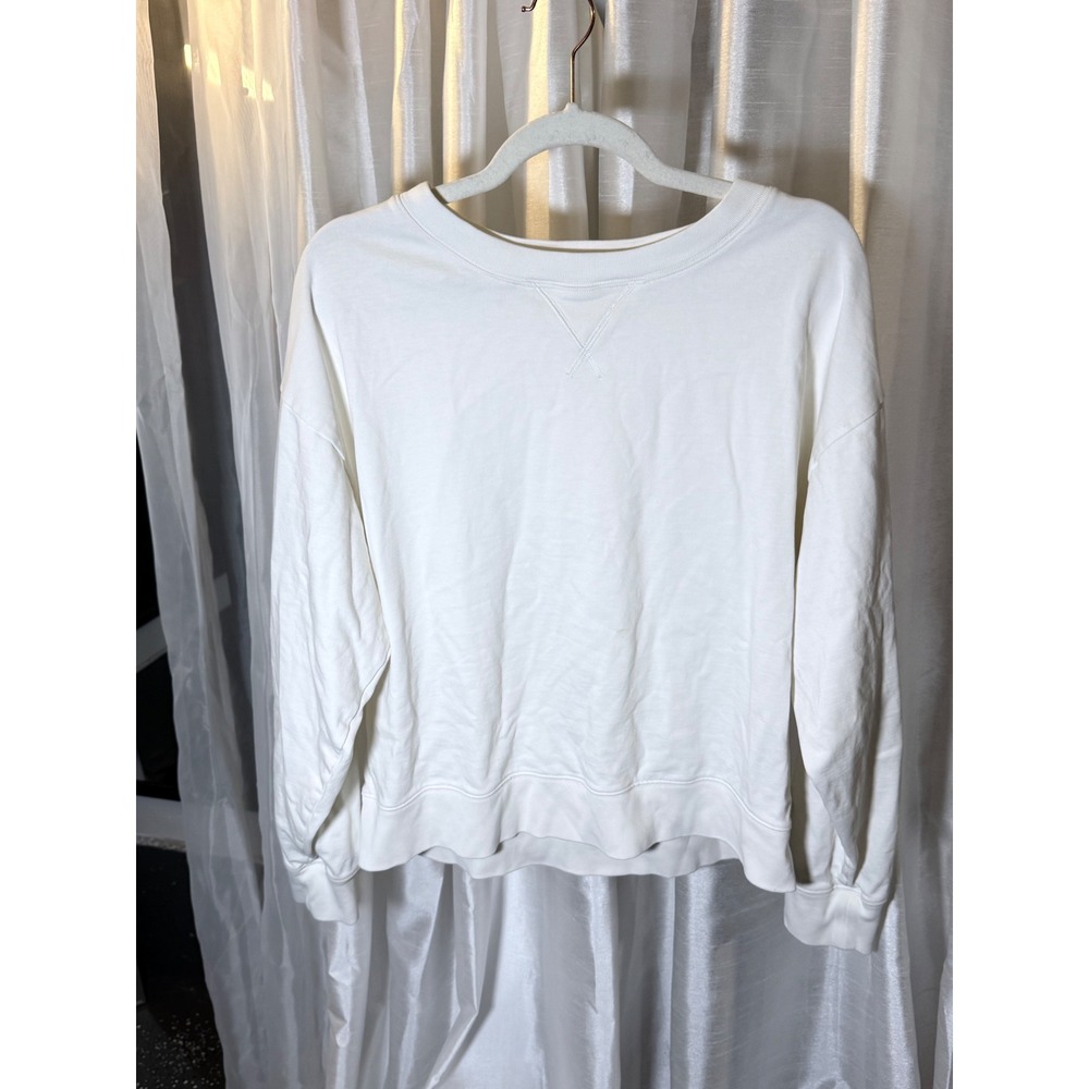 Aritzia TNA Sweatshirt Womens XS White Excellent Relaxed Fit‎ Crewneck Pullover